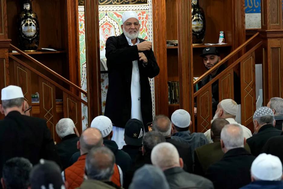 Imam Abdel Elnakib describes how his brother, Imam Sayed Elnakib (not shown) was stabbed twice during the Sunday morning prayer session at Omar Mosque, in Paterson. The alleged attacker was praying at the mosque before the attack. Others praying at the mosque apprehended the man before police arrived. Sunday, April 9, 2023