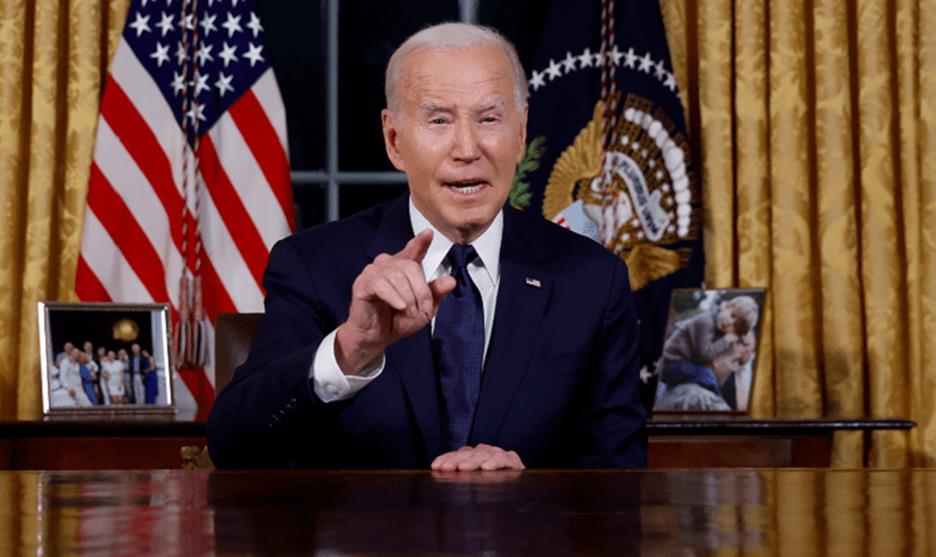 US President Joe Biden delivers a prime-time address to the nation about his approaches to the conflict between Israel and Hamas, humanitarian assistance in Gaza and continued support for Ukraine in their war with Russia, from the Oval Office of the White House in Washington, US on October 19, 2023. — Reuters