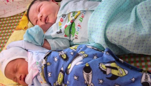 Two baby boys captured in this undated photograph at the Vinh Tuong district medical center in Vinh Phuc province, Vietnam. — AFP/file
