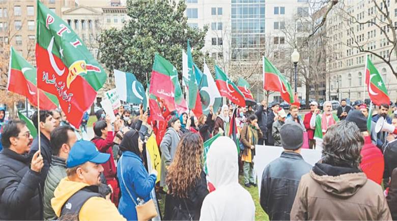 PTI workers hold a demonstration at McPherson Square near the White House in Washington DC.—Photo by the writer