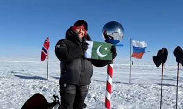 Pakistani mountaineer Samina Baig skis ...