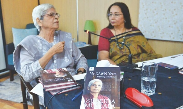 Zubeida Mustafa speaks at an event. &mdash; Faysal Mujeeb/White Star