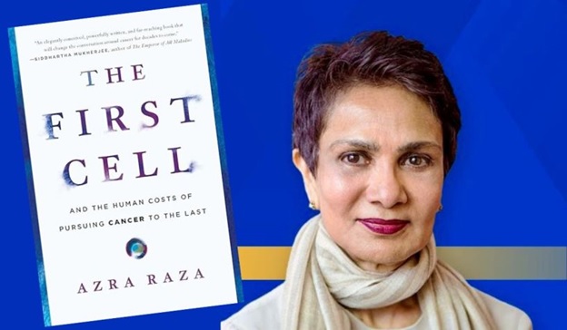 A person with short hair wearing a scarf and a book  AI-generated content may be incorrect.