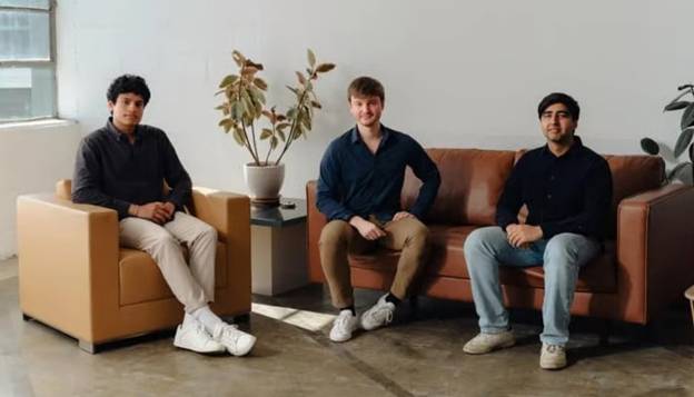 (From left) Adarsh Hiremath, Brendan Foody and Surya Midha. &mdash; Mercor/File