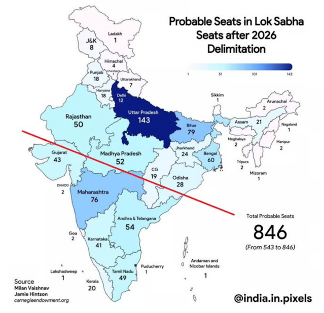 A map of india with blue and red colors  Description automatically generated