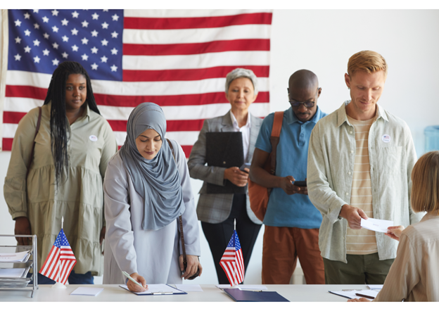 Muslim woman voting